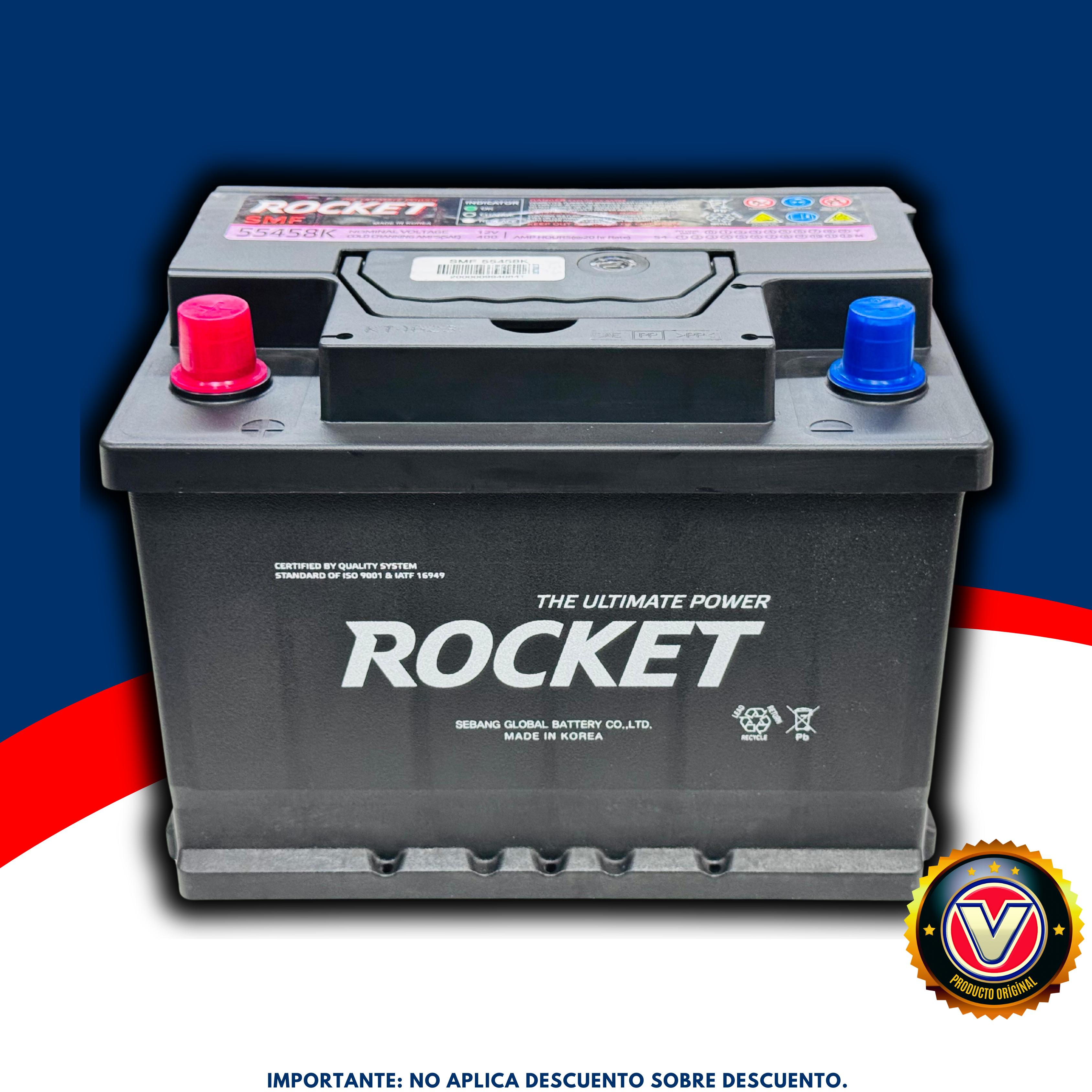 Bateria de Automovil Rocket 55 Amp 12V