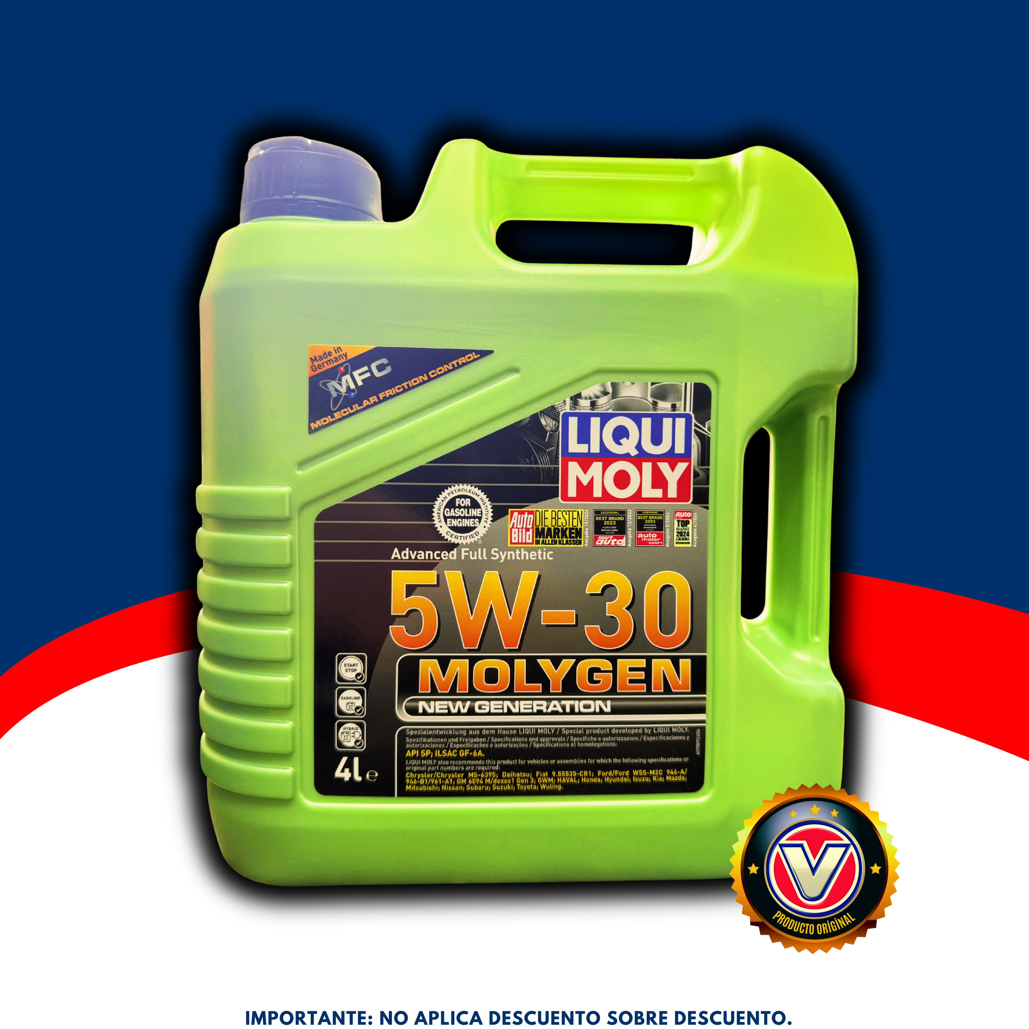 Aceite Molygen 5W/30 Bidon 4 Litros New Generation